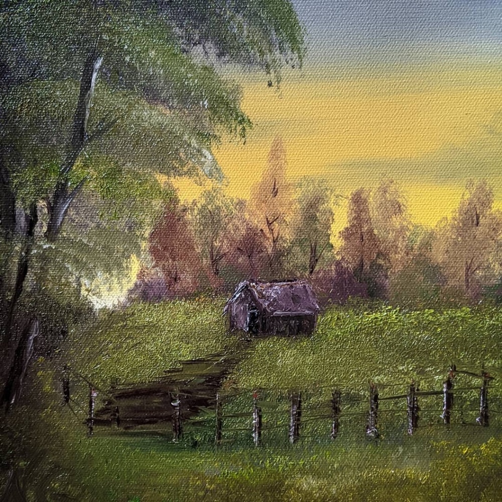 Original Oil painting - Rustic Farm Scene